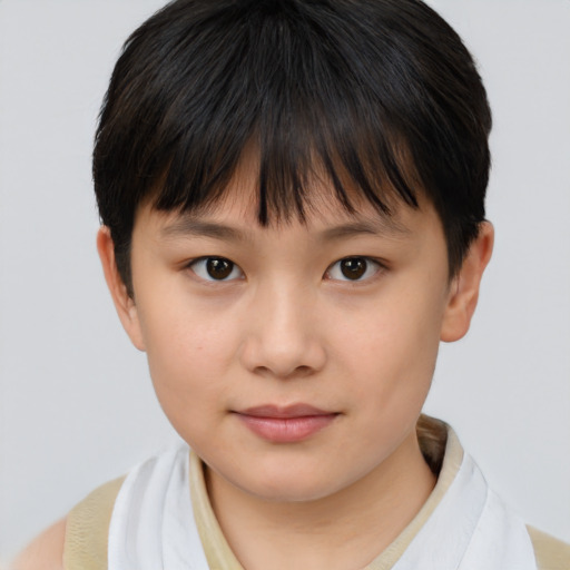 Neutral white child female with short  brown hair and brown eyes