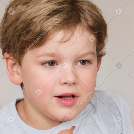 Neutral white child male with short  brown hair and brown eyes