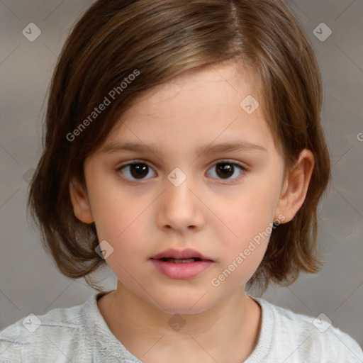 Neutral white child female with medium  brown hair and brown eyes