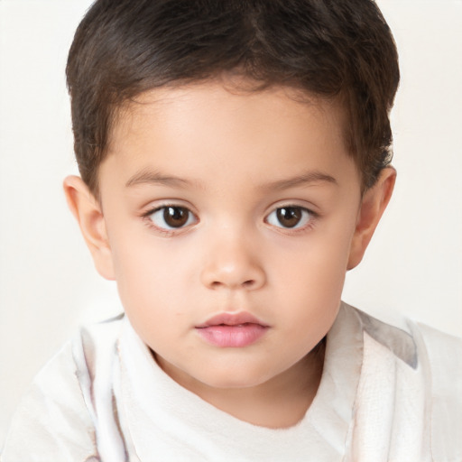 Neutral white child female with short  brown hair and brown eyes