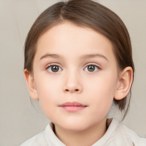 Neutral white child female with medium  brown hair and brown eyes