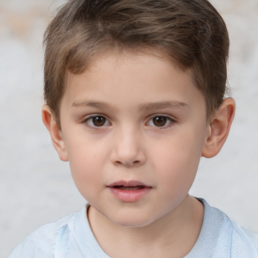 Neutral white child male with short  brown hair and brown eyes