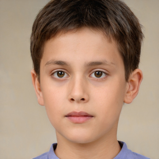 Neutral white child male with short  brown hair and brown eyes