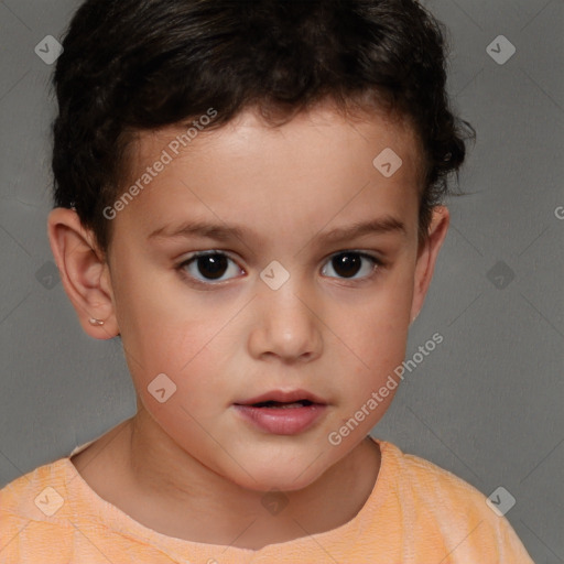 Neutral white child male with short  brown hair and brown eyes