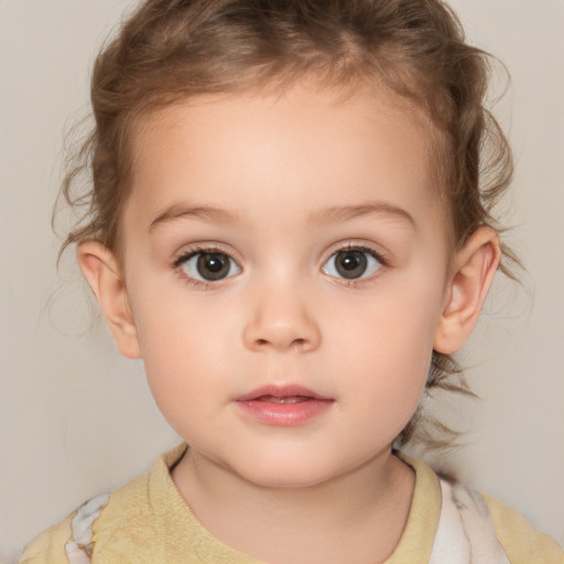 Neutral white child female with medium  brown hair and brown eyes