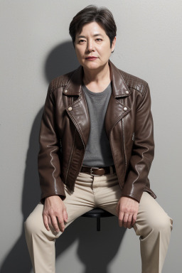 Korean middle-aged non-binary with  brown hair