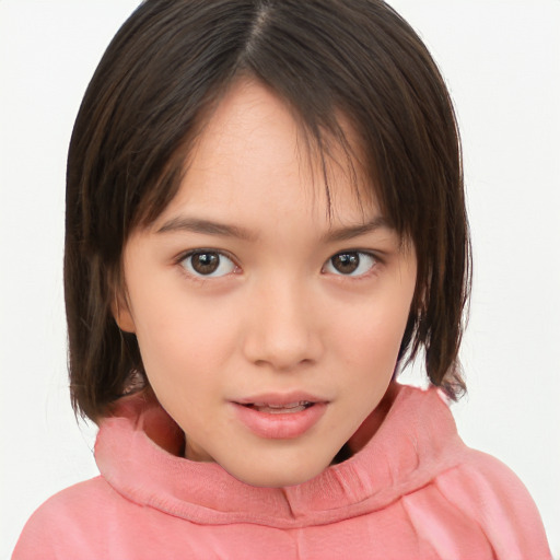 Neutral white child female with medium  brown hair and brown eyes