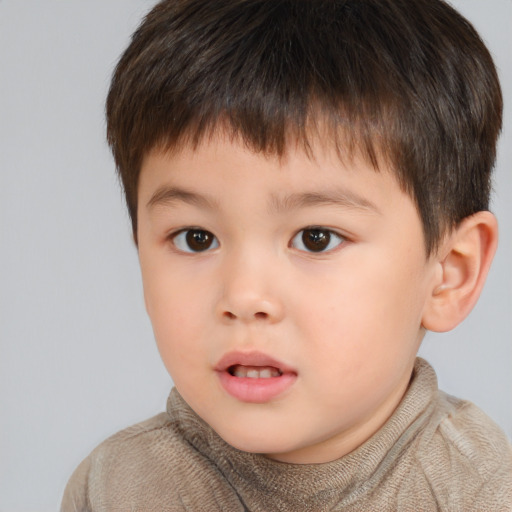 Neutral white child male with short  brown hair and brown eyes