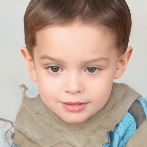 Neutral white child male with short  brown hair and brown eyes