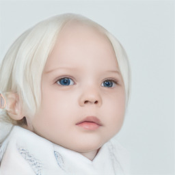 Neutral white child female with medium  brown hair and blue eyes