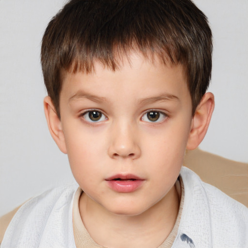 Neutral white child male with short  brown hair and brown eyes