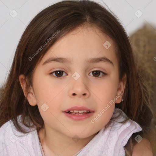 Neutral white child female with medium  brown hair and brown eyes