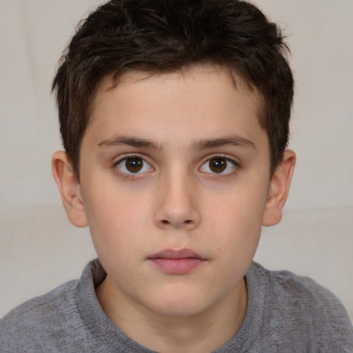 Neutral white child male with short  brown hair and brown eyes