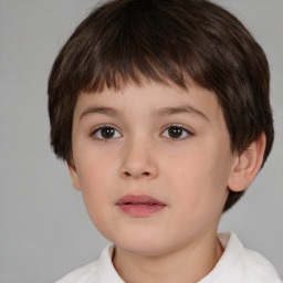 Neutral white child male with short  brown hair and brown eyes