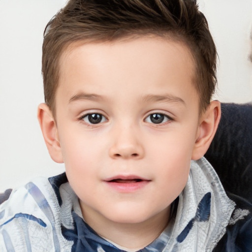 Neutral white child male with short  brown hair and brown eyes