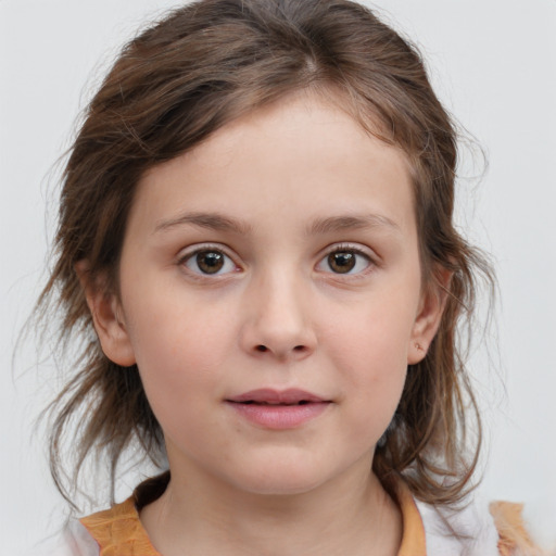 Neutral white child female with medium  brown hair and brown eyes