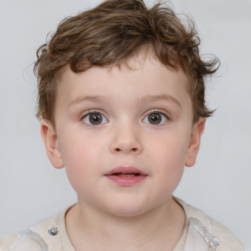 Neutral white child male with short  brown hair and brown eyes