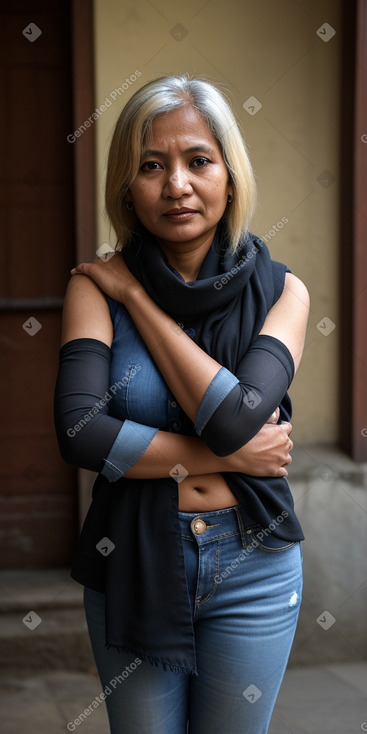 Nepalese middle-aged female with  blonde hair