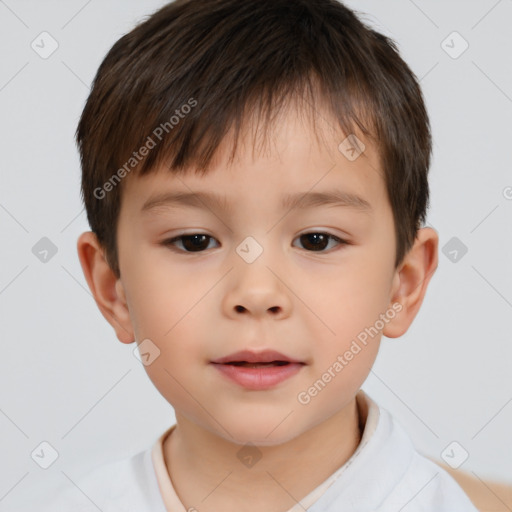 Neutral white child male with short  brown hair and brown eyes