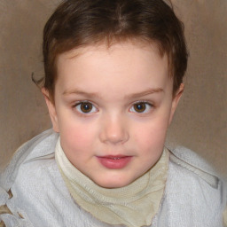 Neutral white child female with short  brown hair and brown eyes