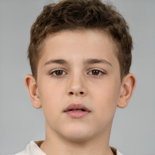 Neutral white child male with short  brown hair and brown eyes