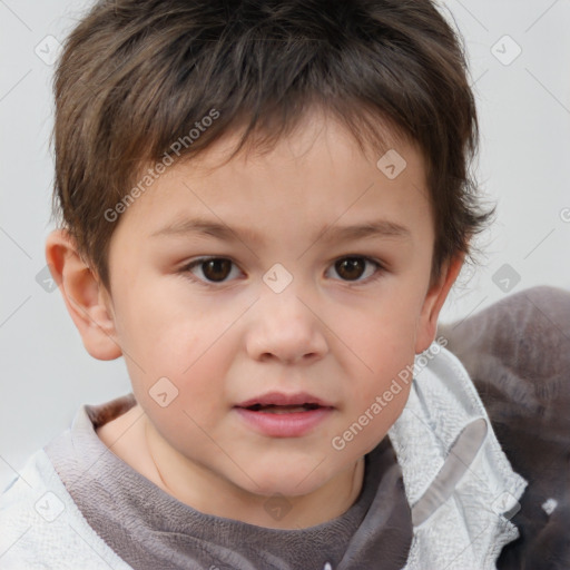 Neutral white child male with short  brown hair and brown eyes