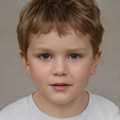 Neutral white child male with short  brown hair and brown eyes