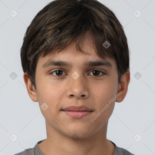 Neutral white child male with short  brown hair and brown eyes