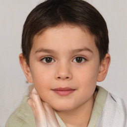 Neutral white child female with short  brown hair and brown eyes