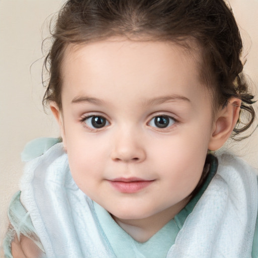 Neutral white child female with medium  brown hair and brown eyes