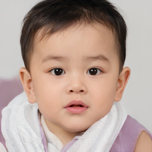 Neutral white child male with short  brown hair and brown eyes