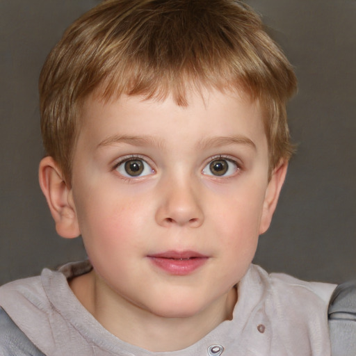 Neutral white child male with short  brown hair and grey eyes