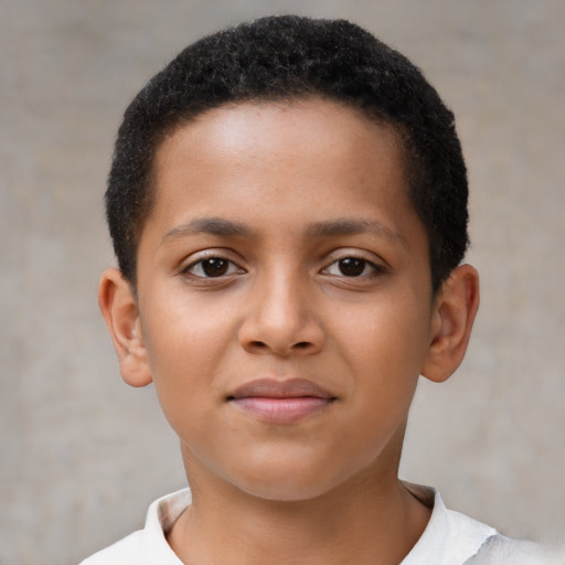 Neutral black child male with short  brown hair and brown eyes