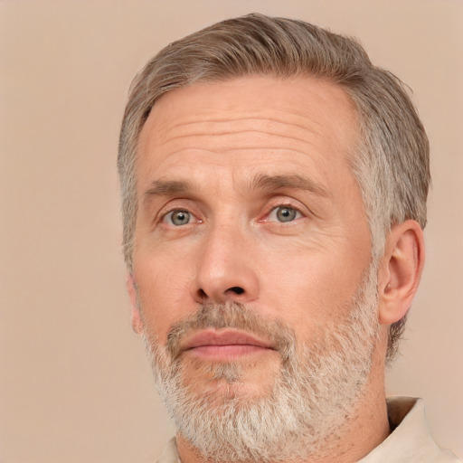 Neutral white middle-aged male with short  brown hair and brown eyes