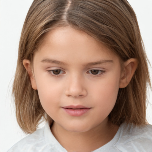 Neutral white child female with medium  brown hair and brown eyes