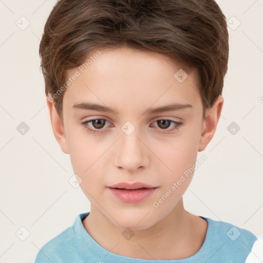 Neutral white child male with short  brown hair and brown eyes