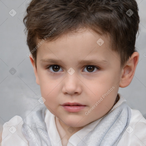 Neutral white child male with short  brown hair and brown eyes