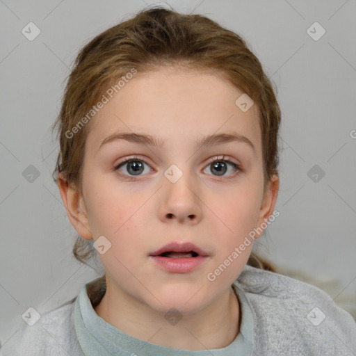 Neutral white child female with medium  brown hair and brown eyes