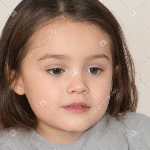 Neutral white child female with medium  brown hair and brown eyes