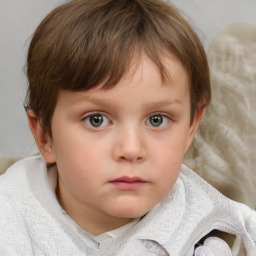 Neutral white child female with medium  brown hair and blue eyes