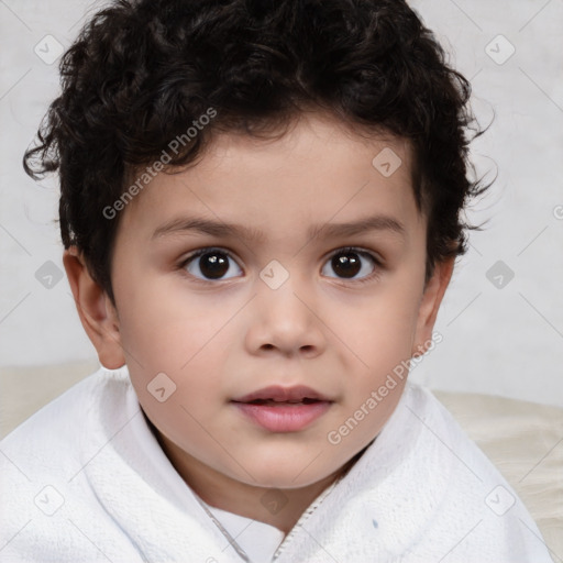 Neutral white child male with short  brown hair and brown eyes