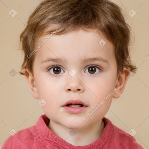 Neutral white child male with short  brown hair and brown eyes