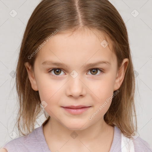 Neutral white child female with medium  brown hair and brown eyes