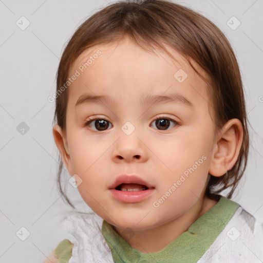 Neutral white child female with medium  brown hair and brown eyes