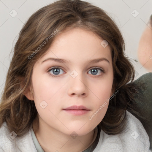 Neutral white child female with medium  brown hair and brown eyes