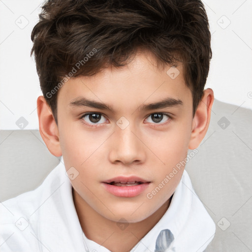 Neutral white child male with short  brown hair and brown eyes