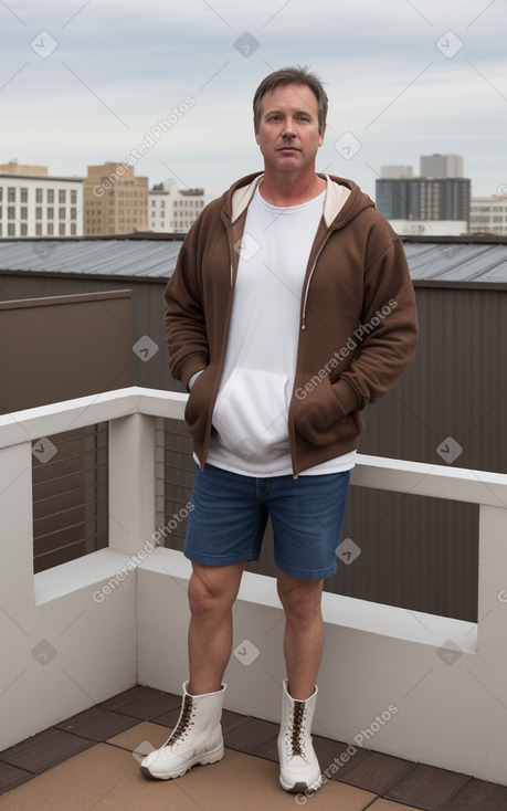 Middle-aged male with  brown hair