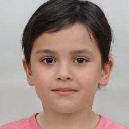 Neutral white child female with short  brown hair and brown eyes