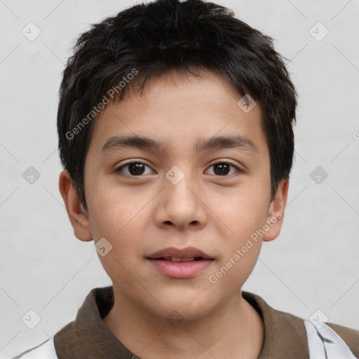 Neutral white child male with short  brown hair and brown eyes