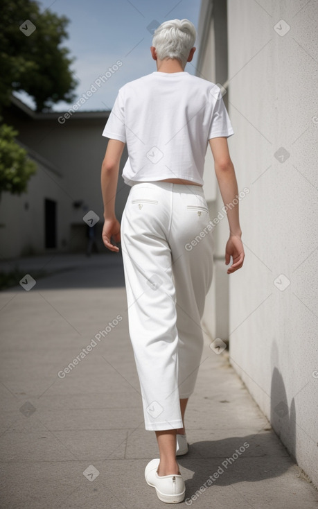 Slovenian teenager boy with  white hair